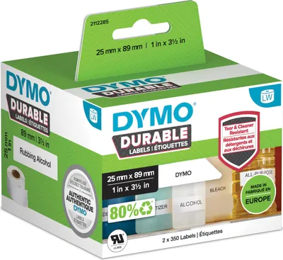 Produktbild von DYMO Original LabelWriter Hochleistungs-Etiketten | 25 mm x 89 mm | weißes Kunststoff-Etikett | Rolle mit 700 Etiketten | für LabelWriter-Beschriftungsgerät