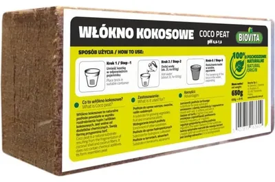 Produktbild von BirnePower Kokosfaser Brikett 6mm, 70L - 5kg Kokoserde Quellerde Anzuchterde Kokos Ziegel Gepresst Substrat Terrarium Ungedüngt