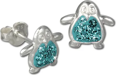 Produktbild von Teenie-Weenie Ohrstecker Kinder 925 Silber türkis Pinguin Ohrringe SDO8004T