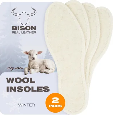 Immagine prodotto di Fodere invernali BISON - 2 paia, calde in lana di pecora e pelle di agnello, accoglienti fodere per donne e uomini, taglia 42