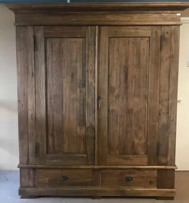 Image de Casa Padrino Armoire de chambre à coucher en teck brun de style rustique 188 cm
