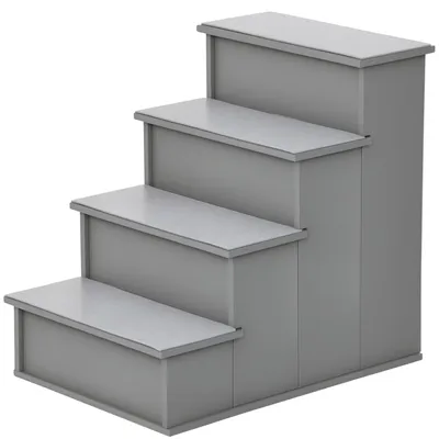 Produktbild von Haustiertreppe, für Hunde/Katzen, 4-stufig, Kurzplüsch, bis 30 kg, 40 x 59 x 54,2 cm, Grau