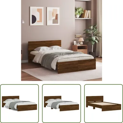 Produktbild von The Living Store Bettgestell mit Kopfteil Braun Eiche-Optik 135x190 cm