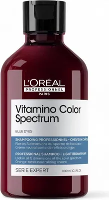 Produktbild von L'Oréal Professionnel, Orangeton Mattierendes Shampoo, Braunes Haar, Cremige Textur mit blauen Pigmenten, Neutralisiert unerwünschte Reflexe, Vitamino Farbspektrum, Expert Serie, 300ml