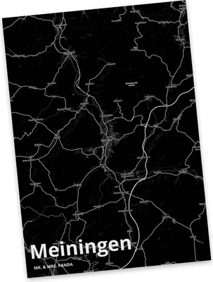 Produktbild von Mr. & Mrs. Panda Postkarte Meiningen - Geschenk, Stadt, Dorf Karte Landkarte Map Stadtplan, Postkarten, Grußkarte, Ansichtskarten, Fotokarte, Ansichtskarte
