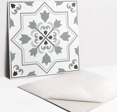 Obrázok produktu pre Samolepiace vinyleové dlaždice - Nálepky na Stenu - Podlahu - Sada 9 Kusov - 30x30 cm - Šedá ozdoba