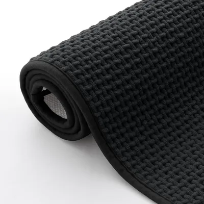 Obrázok produktu pre Koberček do kúpeľne, materiál: chenille, protišmykový, rozmer: 60 x 120 cm, farba: čierna