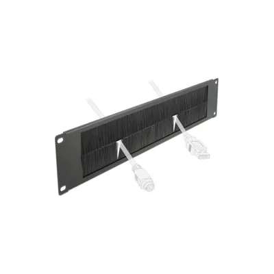 Produktbild von DeLOCK 19″ Kabelmanagement Bürstenleiste 2 HE schwarz, Bürstenleiste, Metall, Nylon, Schwarz