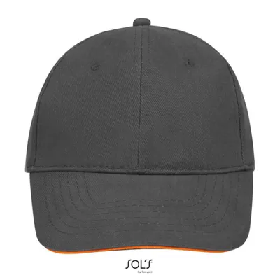 Produktbild von SOLs 88100 | Six Panel Cap Buffalo / Kappe / Mütze / Hut - Farbe: Grey (Solid)/Orange - Größe: One Size