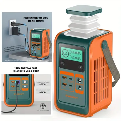 Imagen del producto de Generador solar - Estación de energía portátil - Fuente de energía de emergencia - Batería para camping - Fuente de energía móvil