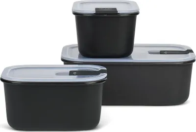 Produktbild von Mepal – Frischhaltedosen set 3-teilig EasyClip – Schüssel mit Deckel & Klickverschluss – Geeignet für Mikrowelle, Dampfgarer, Kühl- und Gefrierschrank – 2 x 450 ml + 1000 ml – Nordic black