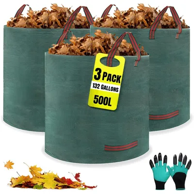 Image de Solidchoice - Ensemble de 3 sacs de 500 litres pour déchets de jardin, avec gants