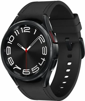 A close-up studio shot of a black Samsung Galaxy Watch6 Classic.