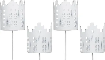 Produktbild von Kerzenhalter 4er Set Metall Kerzen-Stecker weiß Ø 8 x 10 cm