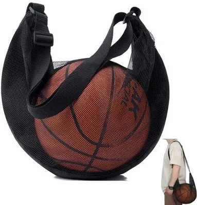 Produktbild von Mesh-Tas für einen Ball - Trainings-Tas mit Riemenverschluss - Sport-Tas für Ballspiele - Crossbody-Tas für Sportausrüstung - Trainings-Tas für Basketball, Volleyball, Fußball, Rugby und Beachvolleyball