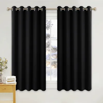 Immagine prodotto di Tende oscuranti per camera da letto, termiche, H137 x L167 cm, colore nero, confezione da 2
