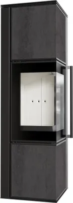 Produktbild von Kaminofen aus Stahl KRATKI TORA/M 8 kW Ø 150 Quarzsinter NATURALI PIETRA DI SAVOIA ANTRANCITE BOCCIARDATA mit Türfeder