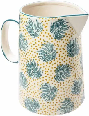 Produktbild von Famanu Wasserkanne Keramisch Blumenmuster - Blau