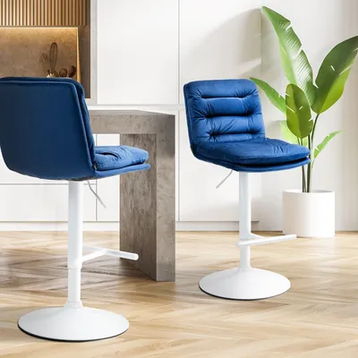 Produktbild von Barhocker HLO-CP247 Samt weiß  blau