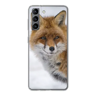 Produktbild von MuchoWow® Handyhülle Schutzhülle Hülle für Samsung Galaxy S21 Fuchs - Porträt - Schnee Silikon Softcase Handy Hülle - Softcase