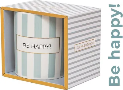 Produktbild von Geschenkbecher mit der Aufschrift „Be happy!“ – Be-Happy Gifts