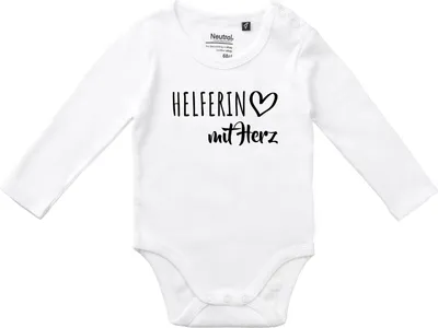 Produktbild von Huuraa Baby Body Herferin mit Herz 68 White  Baumwolle Fairtrade Langarmbody Geschenkidee