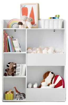 Image de Étagère à livres pour enfants, 5 compartiments ouverts, solide et durable, BLANC
