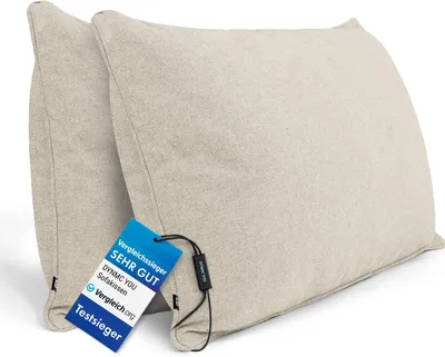 Produktbild von DYNMC you Sofakissen mit Füllung und Bezug - 2er Set 40x70cm mit Viel Füllung - VERGLEICHSSIEGER - Rückenkissen mit Baumwoll-Bezug - Bequeme Dekokissen - Couchkissen Beige