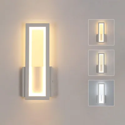 Image de Applique murale LED Osairous, design moderne, 16W, 1800 lumens, 3000K/4500K/6500K, blanc – Blanc 3000K/4500K/6500K