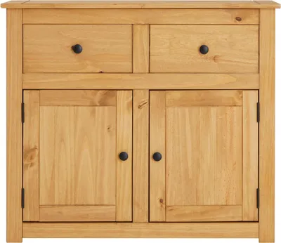 Produktbild von Kommode CANCUN im Landhaus Stil aus Kiefer massiv, moderne Anrichte mit 2 Schubladen und Türen, Sideboard mit gebeizter gewachster Oberfläche