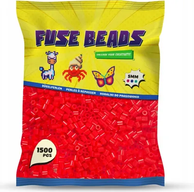 Produktbild von Benny Beads Bügelperlen 1500 Stück, Midi-Größe 5mm, Kreatives Bastelzubehör DIY Fuse Beads (Rot)