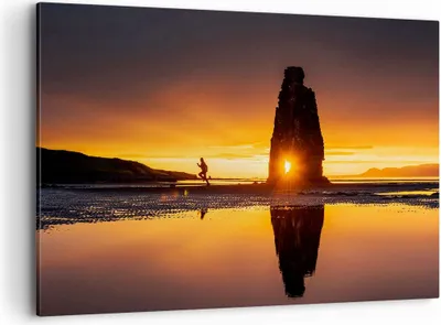 Produktbild von Bild auf Leinwand - Leinwandbild - Meer Felsen Wasser - 100x70cm - Wand Bild - Wanddeko - Leinwanddruck - Bilder - Kunstdruck - Wanddekoration - Leinwand bilder - Wandkunst - AA100x70-3954
