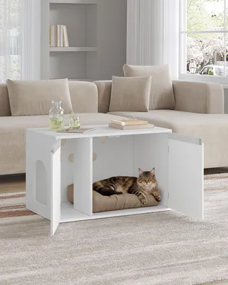 Imagen del producto de Mueble para arenero blanco - Con separadores removibles - 54x47x45 cm (dimensiones interiores) - Para un solo nivel