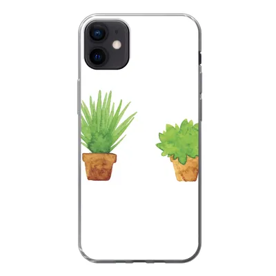 Produktbild von MuchoWow® Handyhülle Schutzhülle Hülle für iPhone 12 mini Blumentopf - Aquarell - Pflanzen Silikon Softcase Handy Hülle - Bild