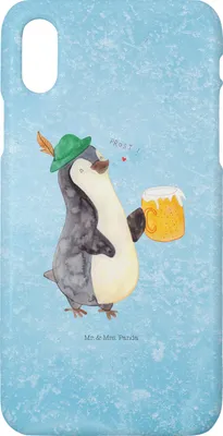 Produktbild von Mr. & Mrs. Panda Iphone 10 Handyhülle Pinguin Bier - Eisblau - Geschenk, , X, Hülle, Beschwippst, Handy, Cover