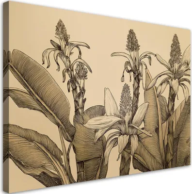 Produktbild von Leinwandbild Blumen Vintage Pflanzen 120x80 Feeby Beige bild für die wand bereit zum aufhängen
