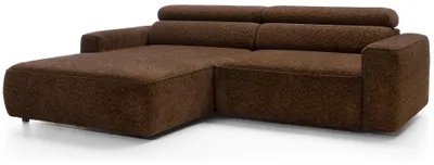 Image de Selsey Fando – Canapé d'angle avec extension électrique, pouf à gauche, chenille marron