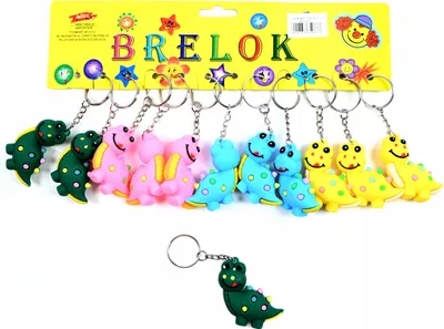 Immagine prodotto di Set di 12 portachiavi con dinosauri cartoon - Portachiavi colorati per bambini e scuola