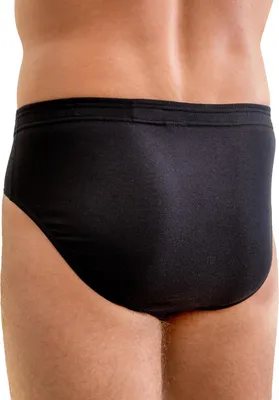Produktbild von HERMKO 3300 Herren Slip aus 100% Baumwolle, Sportslip ohne Eingriff mit weichem Bund für Männer, Größe:D 6 = EU L, Farbe:schwarz