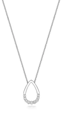 Produktbild von Atemberaubende 18 Karat (750) Weißgold Damen - Diamant Halskette Brillant-Schliff 0.16 Karat GH - I1 - 43cm*11mm; TRS21509