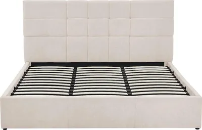 Produktbild von Bett mit Bettkasten - 200 x 200 cm - Stoff - Beige - ELIAVA