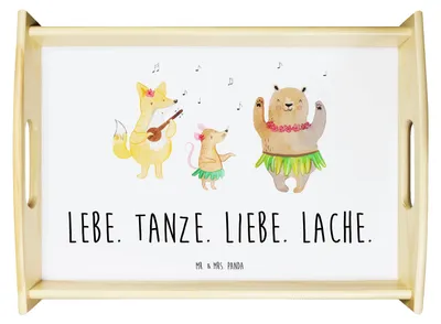 Produktbild von Mr. & Mrs. Panda Servier Tablett Waldtiere Aloha - Weiß - Geschenk, Hase, Leben, Lustige Sprüche, Musik, Wald, Sofa, holz, Serviertablett, Lachen, Deko