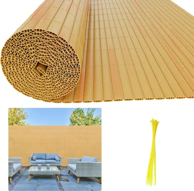 Obrázek produktu pro Izrielar PVC zástěna na balkón a plot - Zástěna na plot odolná proti povětrnostním vlivům, větrná clona, bambusový střih na míru 90x1000cm