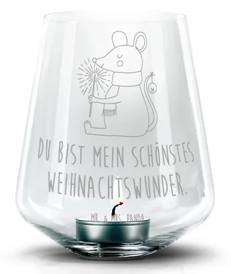 Produktbild von Mr. & Mrs. Panda Laterne Maus Weihnachten - Transparent - Geschenk, Frohe, Mäuschen, Weihnachtsgruß, Weihnachtsmotiv, Kerzenhalter, Glas Teelichthalter, Kerzenglas