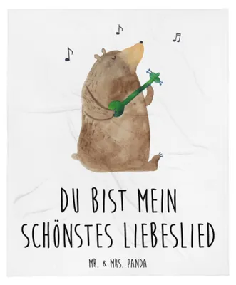 Produktbild von Mr. & Mrs. Panda Plaid Bär Lied - Weiß - Geschenk, Spruch, Decke, Couchdecke, Liebe, Freundin, Tagesdecke, Bettdecke, Partner, Sofaüberwurf, Valentinstag, Kuscheldecke