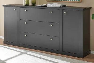 Produktbild von Sideboard "Filmore" in Schwarz matt Landhaus 205 x 92 cm, Soft-Close