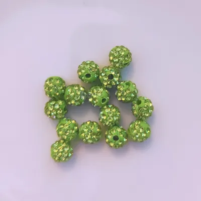 Image de Perles Shamballa, scintillantes, 10 mm, 10 pièces, vert clair