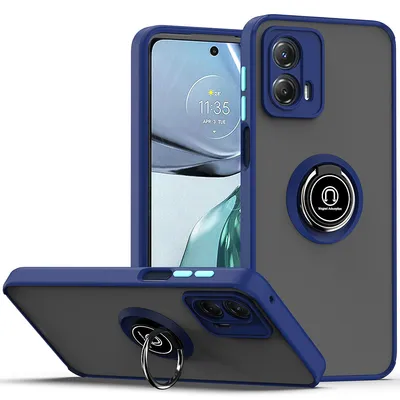 Obrázek produktu pro Pouzdro pro Motorola Moto G 5G 2023 matné průsvitné TPU pouzdro s prstencovým držákem a stojánkem Tmavě modrá