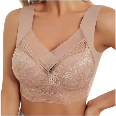 Zdjęcie produktu dla Biustonosz bez fiszbin damski - Koronka - Modelujący - Rozmiar L - Miseczka C-D - Różowy - Bustier top fitness