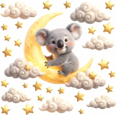 Produktbild von 271 Wandtattoo Mond mit Koala 1500 x 840 mm